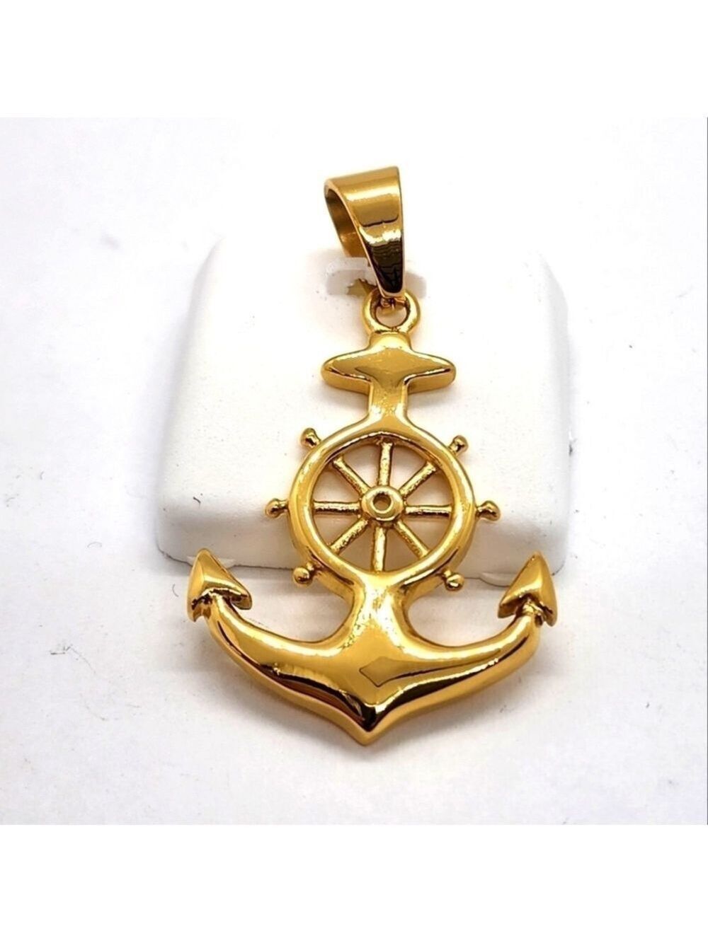 Stainless Steel Gold Tone Anchor With Wheel